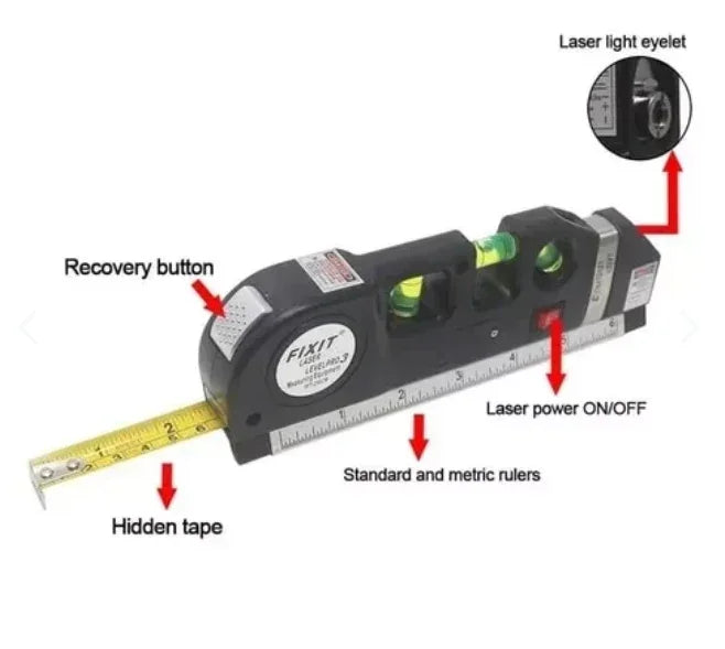 Nivel Laser 3 Burbujas Con Metro Alinead - Garden