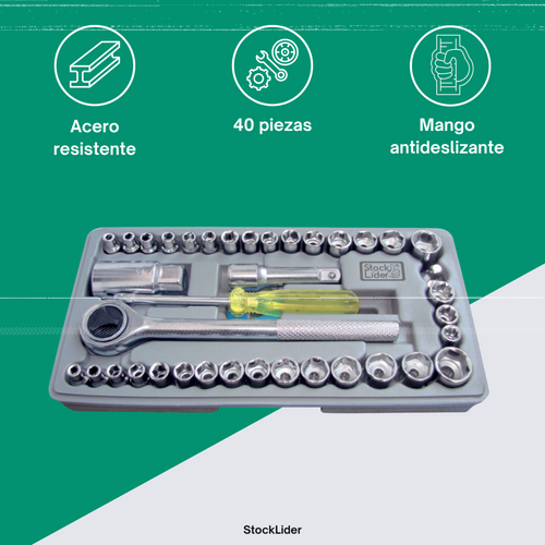 Maletín con llaves de vaso y accesorios