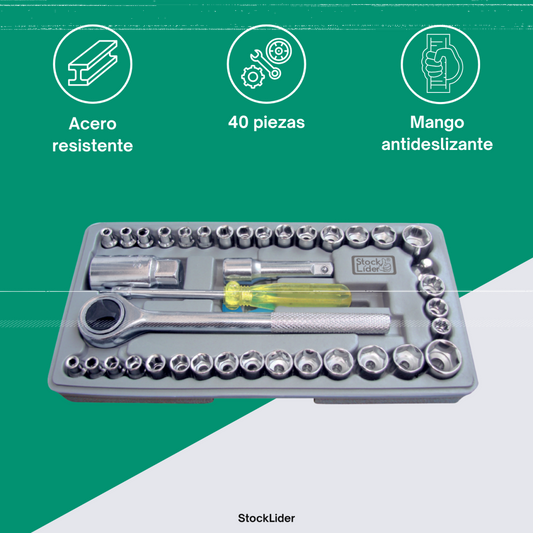 Maletín con llaves de vaso y accesorios