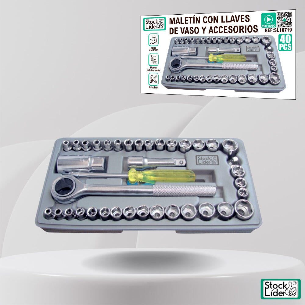 Maletín con llaves de vaso y accesorios